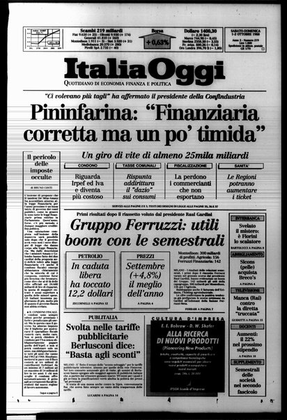 Italia oggi : quotidiano di economia finanza e politica